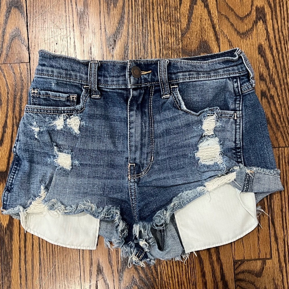 Hollister High Rise Vintage Cutoff Denim Shorts Size 00
